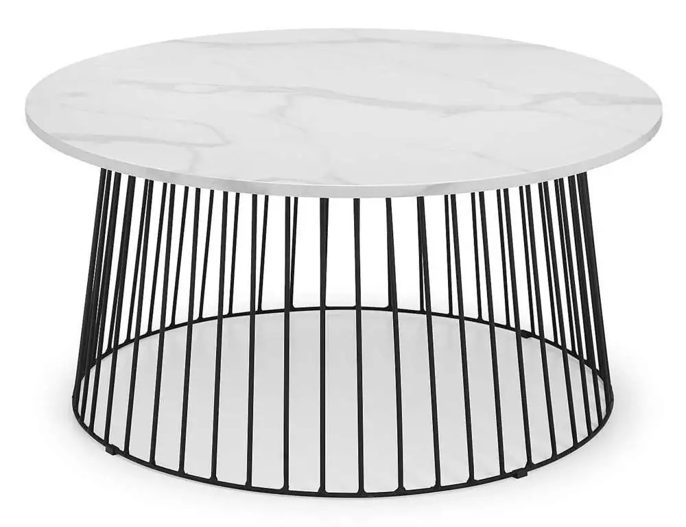 broadway round white marble coffee table