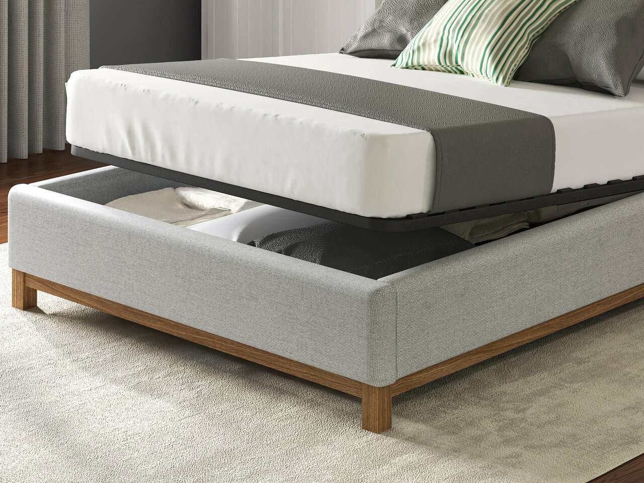 Virage Ottoman Upholstered Bed Frame Double Grey