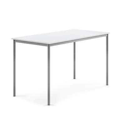 Desk SONITUS, 1600x800x900 mm, white laminate, alu grey