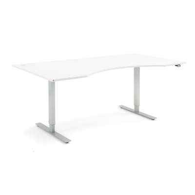 Standing desk FLEXUS, wave, 2000x1000 mm, white laminate