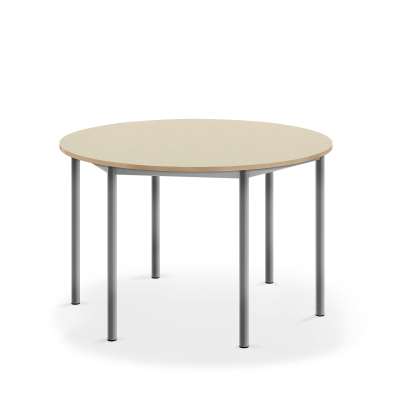 Table PAX, Ø1200x720 mm, birch laminate, alu grey