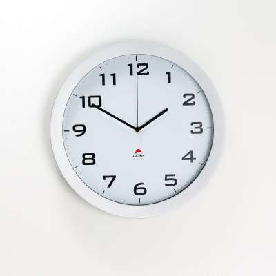 Wall clock, Ø 380 mm, white face, silver frame, silent running