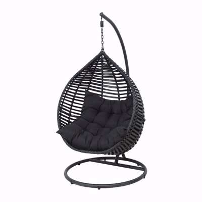 AMARA Outdoors - Outdoor Textured Wicker Hanging Chair - Black