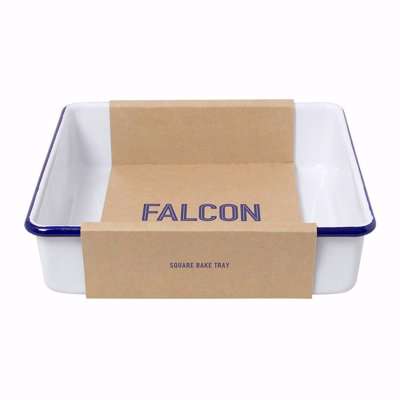 Falcon - Square Bake Tray - White with Blue Rim
