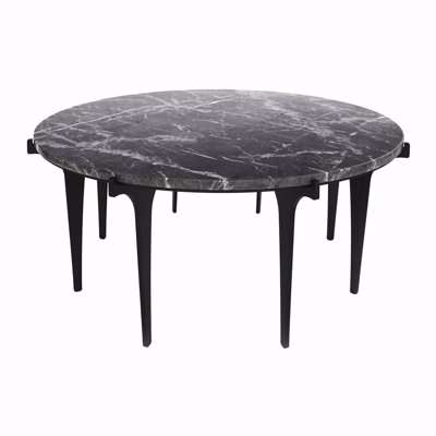 Gabriel Scott - Round Prong Coffee Table - Black Steel/Black Marble
