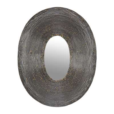 Global Explorer - Speckled Wire Framed Oval Mirror - Pewter & Gold