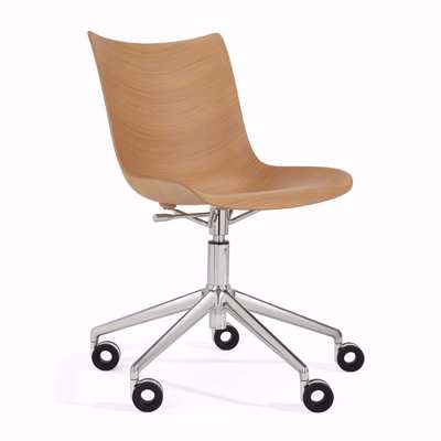 Kartell - P/Wood Office Chair - Light Wood/Chrome