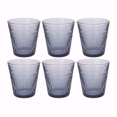 Luxe - Barroc Glass Tumblers - Set of 6 - Iron Blue