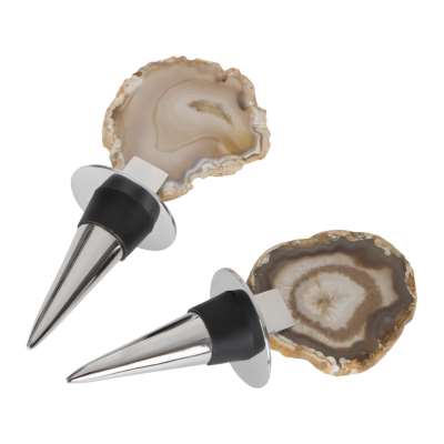 Luxe - Natural Agate Bottle Stoppers - Set of 2