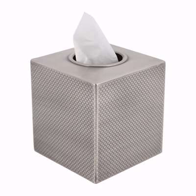 Retreat - Honeycomb Effect Tissue Box Cover - Antique Silver