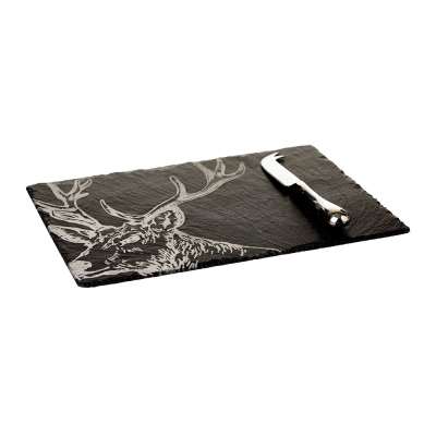 The Just Slate Company - Stag Cheese Board & Knife Set