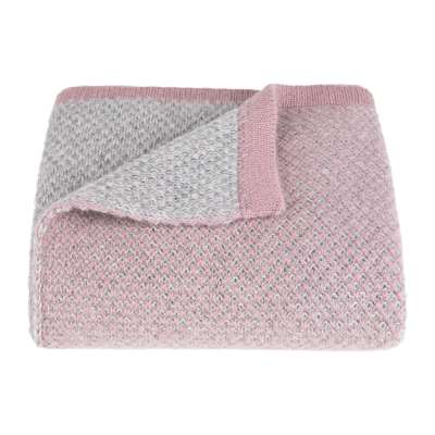 TUWI - Inti Knitted Baby Blanket -90x70cm - Dusty Pink/Grey