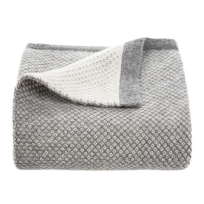 TUWI - Inti Knitted Baby Blanket - 90x70cm - Soft Grey/Cream
