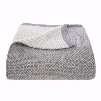 TUWI - Qori Knitted Reversible Throw - Soft Grey/Cream