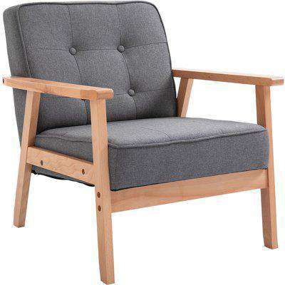 HOMCOM Reception Retro Accent Chair Beech Wood Frame Armchair Occasional Living Room Reception Bedroom Balcony Conservatory Padded