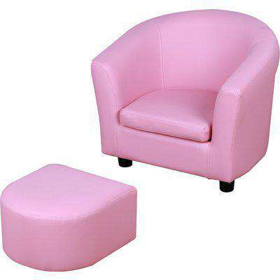 HOMCOM Kids Toddler Sofa Children's Armchair Footstool Non-Slip Feet Girl Boy Bedroom Playroom Seating Chair Pink