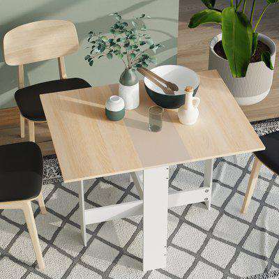 HOMCOM Particle Board Wooden Folding Dining Table Writing Computer Desk PC Workstation Space Saving Home Office Oak & White