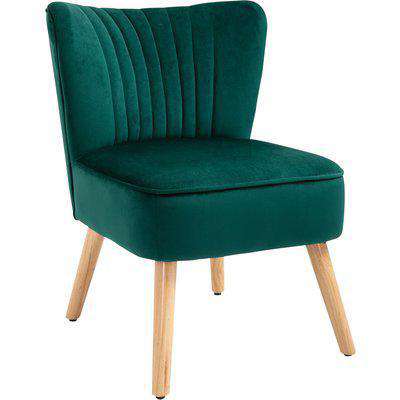 HOMCOM Faux Velvet Vertical Tufted Accent Chair Green