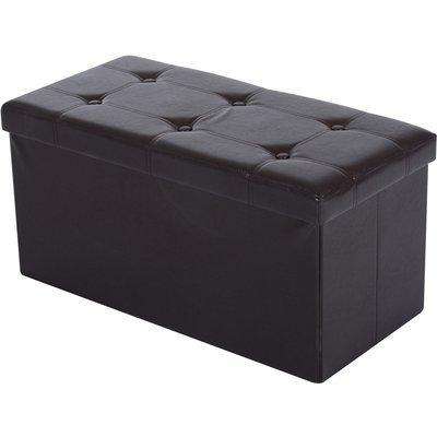 HOMCOM Folding Faux Leather Storage Cube Ottoman Bench Seat PU Rectangular Footrest Stool Box (Brown)