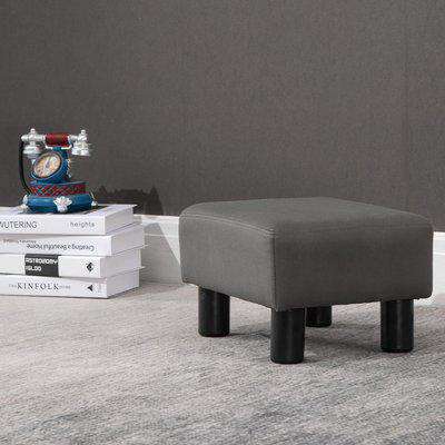 HOMCOM Footstool Foot Rest Small Seat Foot Rest Chair Grey Home Office with Legs 40 x 30 x 24cm
