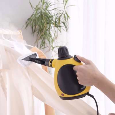 HOMCOM Handheld Steam Cleaner for Chemical Free Cleaning, Portable Multi-purpose Steamer with 9 Pieces Accessory 1050W, 350ML Tank, Yellow