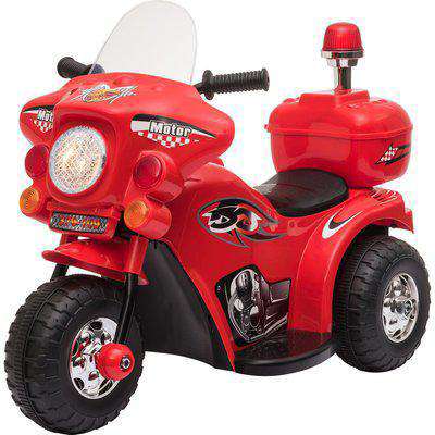 HOMCOM Kids 6V Electric Ride On Motorcycle 3 Wheel Vehicle Lights Music Horn Storage Box Outdoor Toy for 18 - 36 Months Red