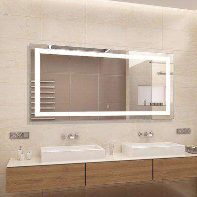 HOMCOM Wall Mounted Bathroom LED  Illuminated Mirror Sensor Anti-Fog Heated- 120W x 60H X 4D cm