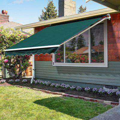 Outsunny 3.5 x 2.5 m Garden Patio Manual Awning Canopy Sun Shade Shelter with Winding Handle - Green