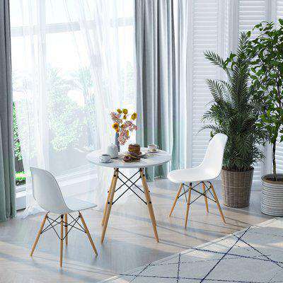 HOMCOM MDF Round Nordic Dining Table White/Brown