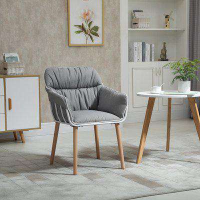 HOMCOM Contrast Piped Accent Chair Modern Home Seat w/ Thick Padding Wood Legs Foot Pads Modern Leisure Armchair Bedroom Lounge Conservatory