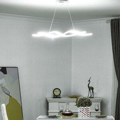 HOMCOM Modern Wave-Shape LED Pendant Light with Adjustable Hanging Chain, Metal Chandelier Cool White 6500K, Silver