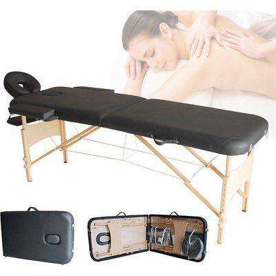 HOMCOM Massage Table Bed Couch Beauty Bed 2 Section Therapy Bed Lightweight Portable Folding Spa Bed Black