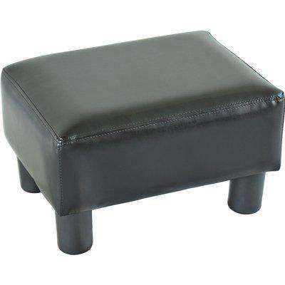 HOMCOM PU Leather Footstool Foot Rest Small Seat Foot Rest Chair Black Home Office with Legs 40 x 30 x 24cm