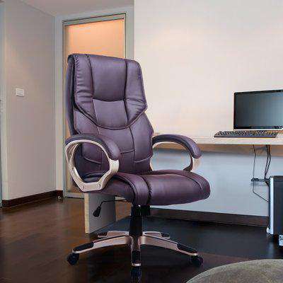 HOMCOM PU Office Chair Swivel Executive Seat Ergonomic High Back Chair w/ Adjustable Height (Brown)