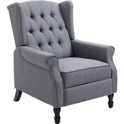 HOMCOM Recliner Sofa Armchair with Footrest Vintage Design Light Grey