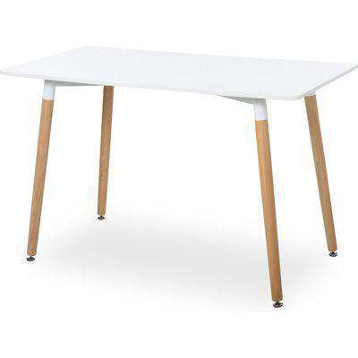 HOMCOM Scandinavian Style Dining Table w/ Wood Legs Adjustable Feet Elegant Home Office Dining Clean Stylish White