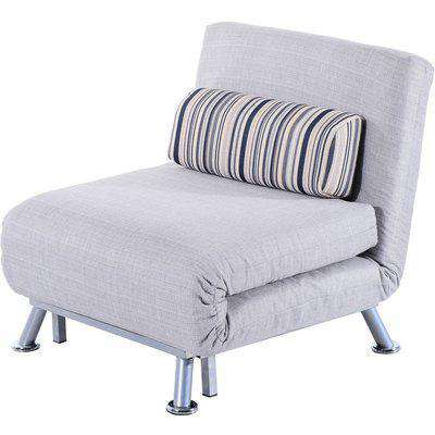 HOMCOM Single Folding Chair Foldable Futon Sofa Bed For 1 Person Sleeper Portable Pillow Lounge Couch Furniture-Grey