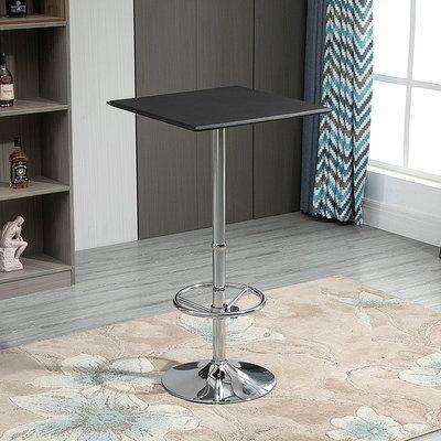 HOMCOM Bar Table Square Pub Table Counter with Faux Leather Tabletop and Adjustable Footrest for Living Room, Kitchen