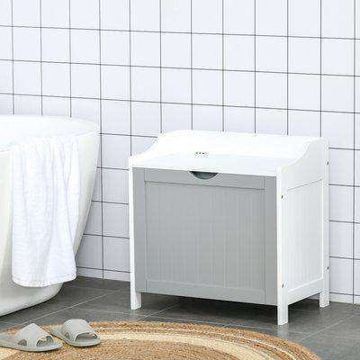 kleankin Bathroom Laundry Cabinet Bin Free Standing Towel Storage Chest with Raised back and Shaker Style Door