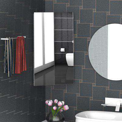 kleankin Stainless Steel Wall Mounted Corner Bathroom Mirror Cabinet