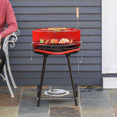 Outsunny Charcoal Barbecue Grill,  67x51x82cm-Red/Black