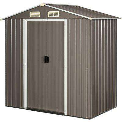 Outsunny 6ft x 3.7ft Garden Metal Storage Shed w/ Double Sliding Door and Air Vents, Tool Storage for Backyard Patio Lawn, Grey