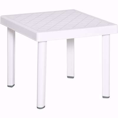 Outsunny Garden Side Table Outdoor Square Coffee End Table for Drink Snack, White
