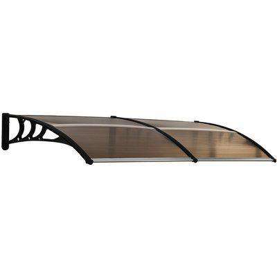 Outsunny  0.8 x 2m Curved Window Door Canopy Patio Porch Outdoor Awning Rain Snow Shelter Modern Design Brown