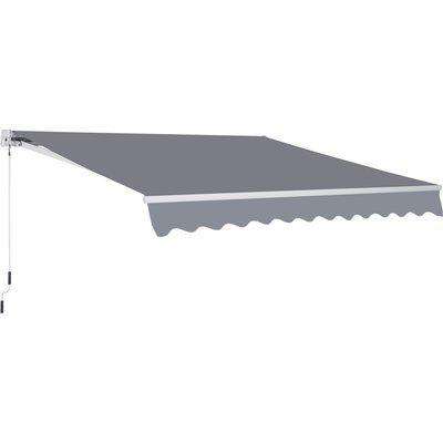 Outsunny Garden Patio Manual Awning Canopy Sun Shade Shelter Retractable 4m x 3m-Grey
