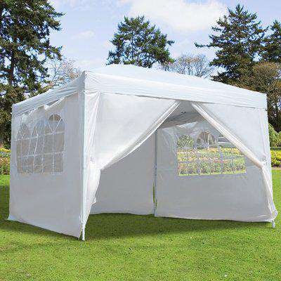 Outsunny 3mx3m Pop Up Gazebo Party Tent Canopy Marquee Waterp Resistant Free Storage Bag White
