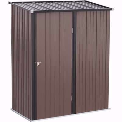 Outsunny Outdoor Storage Shed, Steel Garden Shed with Single Lockable Door, Tool Storage Shed for Backyard, Patio, Lawn, Brown
