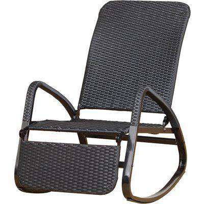 Outsunny PE Rattan Foldable Recliner Rocking Chair w/ Footrest Black