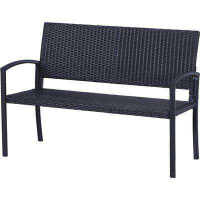 Outsunny Rattan Chair 2-Seater Loveseat-Black