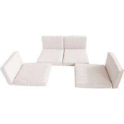 Outsunny Rattan Furniture Cushion Cover Replacement Set, 8 pcs-Cream